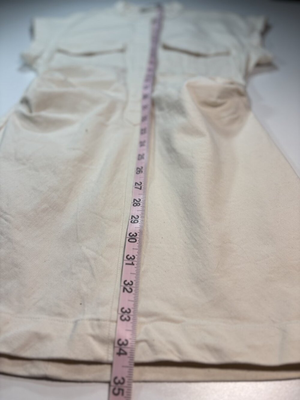 Zara cream utility mini dress ruched waist safari style cotton dress - Picture 7 of 9